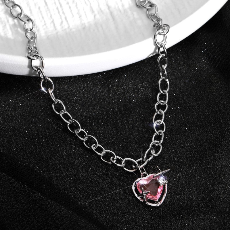 Heart Necklace Manufacturer - Wholesale Crystal Heart Charm Chain Ethnic Bohemian