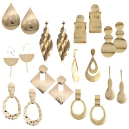 Hoop Earrings Supplier - Trendy Gold Geometric Drop Water Shaped Large Minimalist