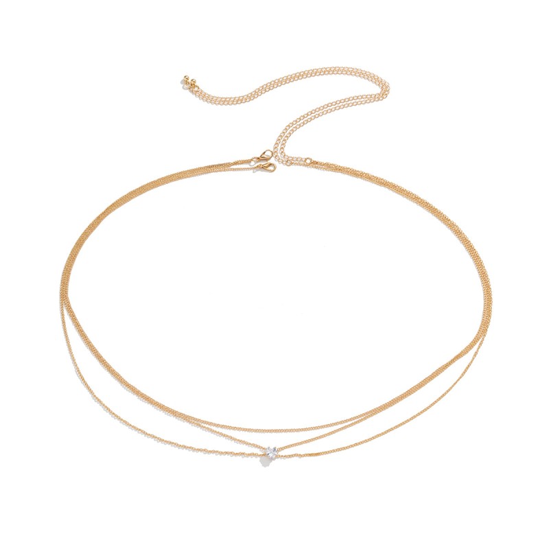 Body Chain Manufacturer - Sexy Beach Gold Silver Plated Creative Heart Zircon Multi