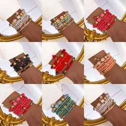 Beaded Bracelet Factory - Bohemian Colorful Seed Bead Handmade Glass Plastic Geometric