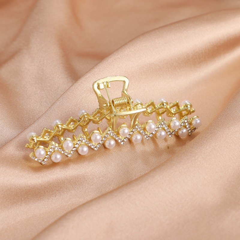 Hair Claw Supplier - Pearl Alloy Rhinestone Geometric Fashion Sweet Crystal Alloy