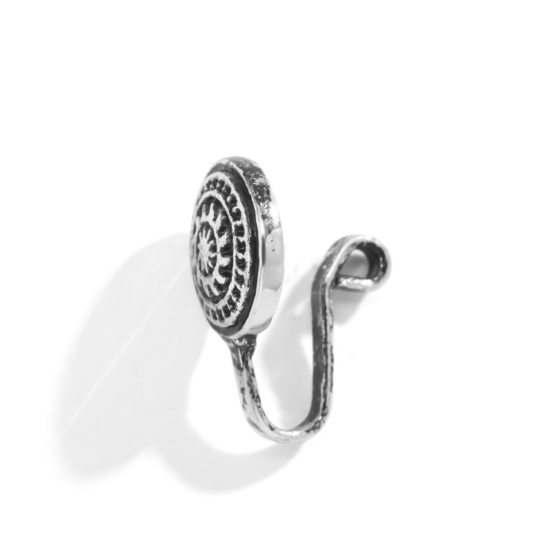 Nose Ring Factory - Bohemian Flower Plate U-Shaped Ethnic Style Silver No-Piercing
