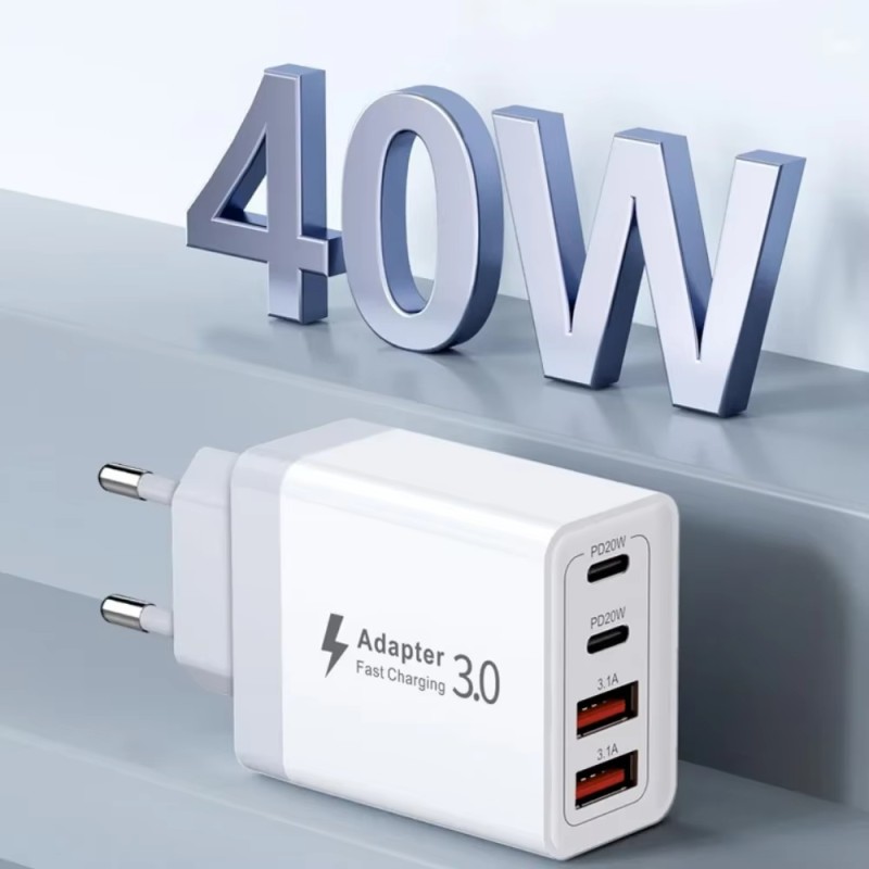 Fast Charger Supplier - 20W 40W 4 Port USB Type-C