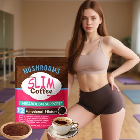 OEM/ODM Slim Mushroom Coffee Manufacturer - Private Label Customizable Instant Coffee with 1800mg (10:1) Mushroom Extract for Weight Management