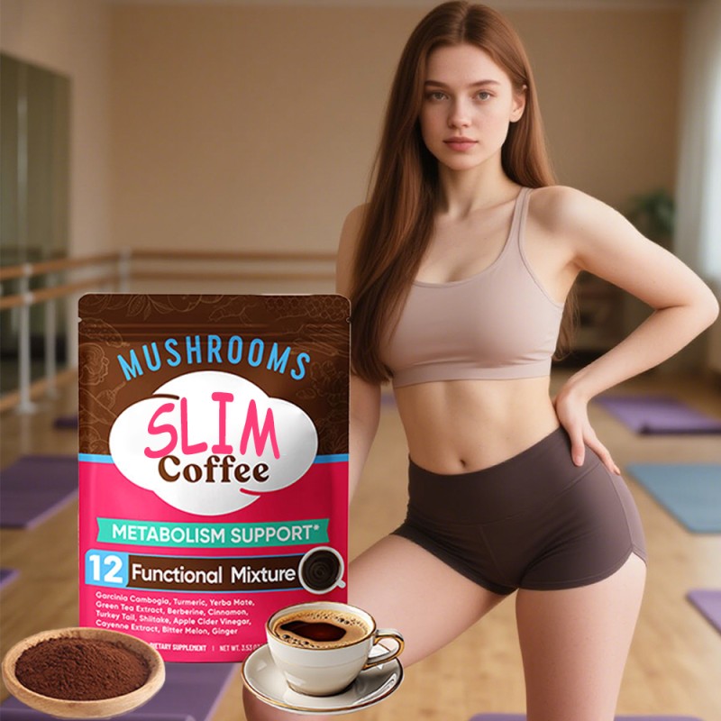 OEM/ODM Slim Mushroom Coffee Manufacturer - Private Label Customizable Instant Coffee with 1800mg (10:1) Mushroom Extract for Weight Management