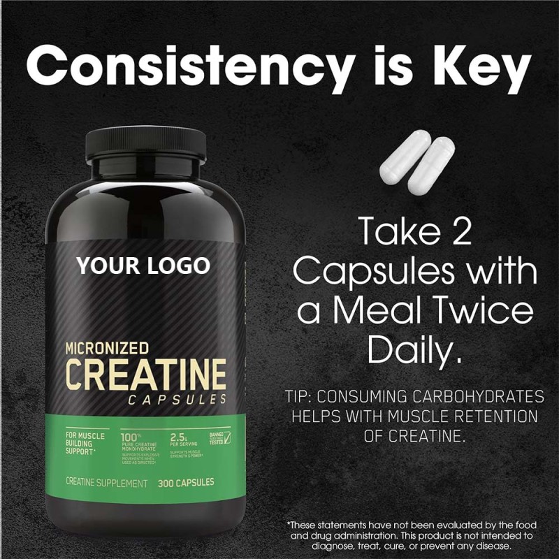 OEM Micronized Creatine Monohydrate Capsules Manufacturer - Private Label Nutrition Supplement for Muscle Building