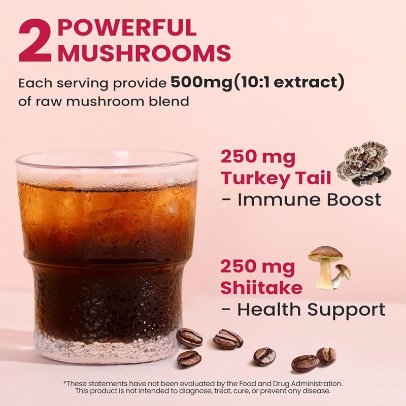 OEM/ODM Slim Mushroom Coffee Manufacturer - Private Label Customizable Instant Coffee with 1800mg (10:1) Mushroom Extract for Weight Management