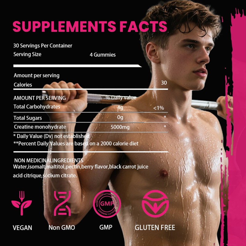 OEM/ODM Creatine Pre-Workout Gummies Manufacturer - Private Label Sugar-Free Creatine Monohydrate Chewable Gummies