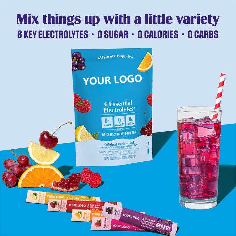 OEM/ODM Zero Sugar Magnesium Electrolytes Manufacturer - Private Label Customizable 20-Count Sports Nutrition Electrolytes Drink Mix