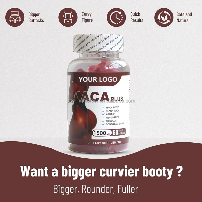 OEM Maca Plus Gummies Manufacturer - Private Label 1500mg Big Booty Enhancer Gummies with Black Maca Root Multivitamin
