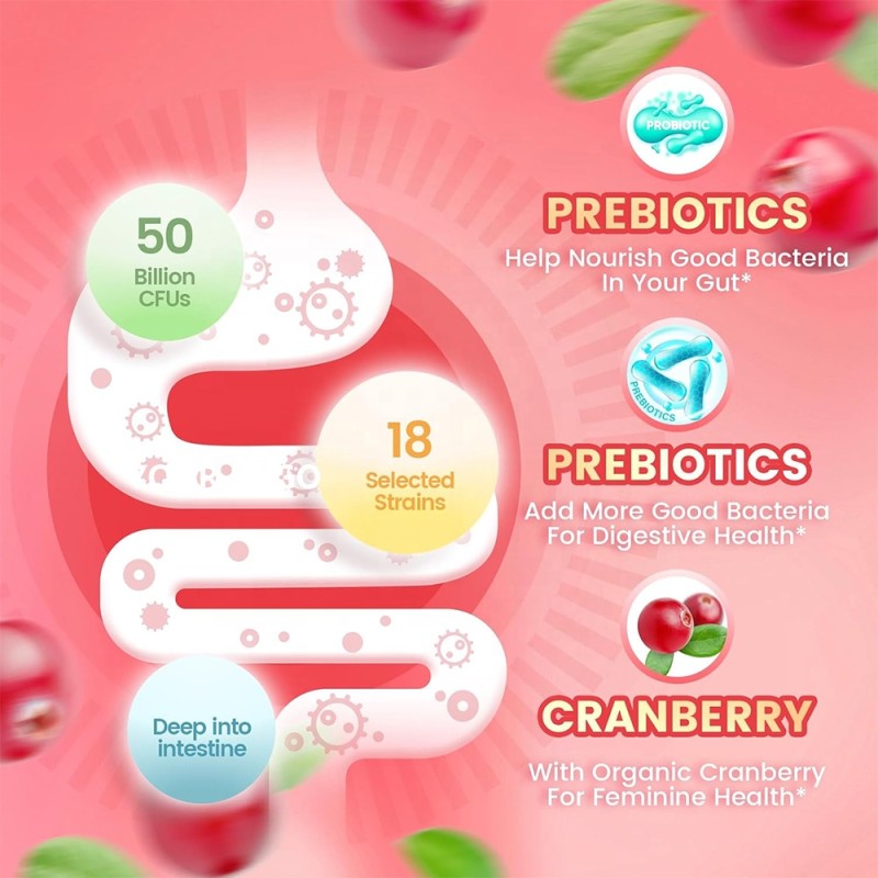 OEM/ODM Feminine Balance Cranberry Probiotics Gummies Manufacturer - Private Label Vegan pH Gummies with Vitamin C for Immune Support