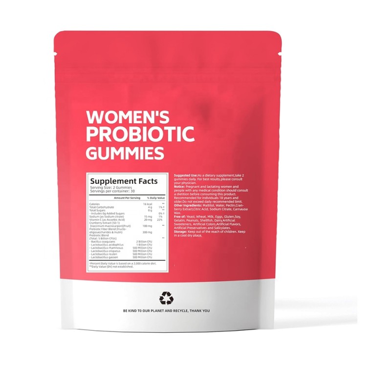 OEM/ODM Feminine Balance Cranberry Probiotics Gummies Manufacturer - Private Label Vegan pH Gummies with Vitamin C for Immune Support