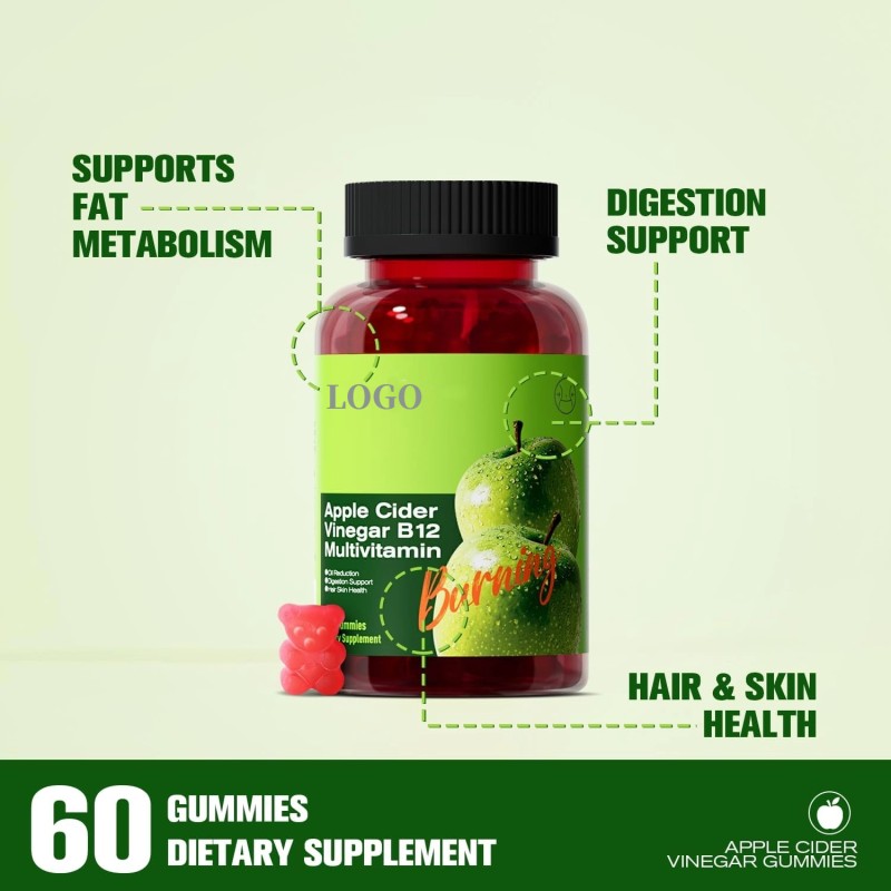 OEM/ODM Apple Cider Vinegar Gummies Manufacturer - Private Label Vegan Non-GMO Organic Supplement with The Mother & B12