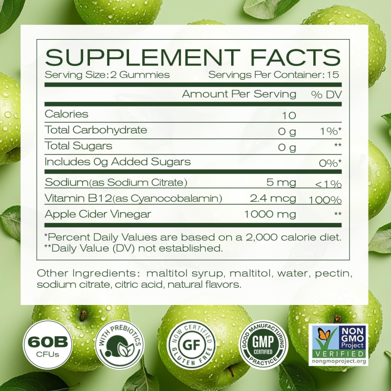 OEM/ODM Apple Cider Vinegar Gummies Manufacturer - Private Label Vegan Non-GMO Organic Supplement with The Mother & B12