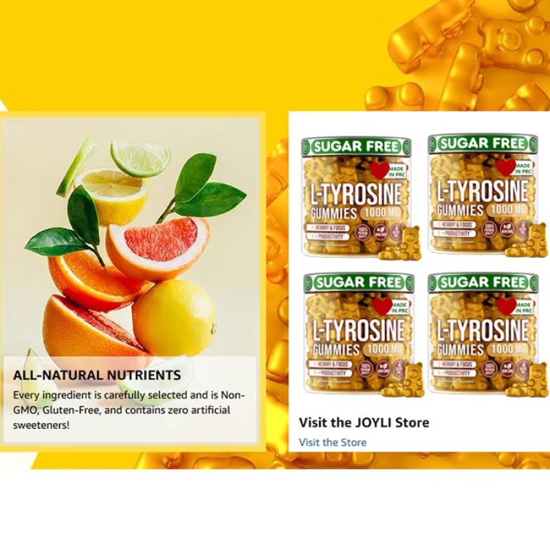 OEM Zero Sugar Tyrosine Gummies Manufacturer - Private Label 1000MG Natural Tyrosine Supplement Gummies for Women & Men