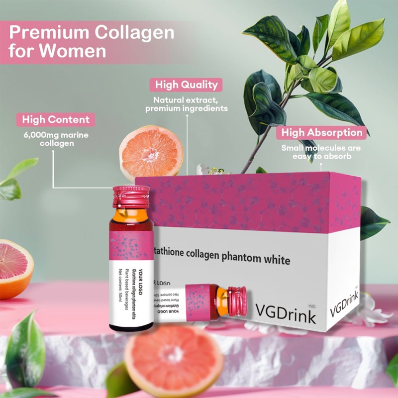 OEM Collagen Drink Manufacturer - Private Label Collagen Liquid with 6000mg L-Glutathione & Vitamin C for Skin Brightening
