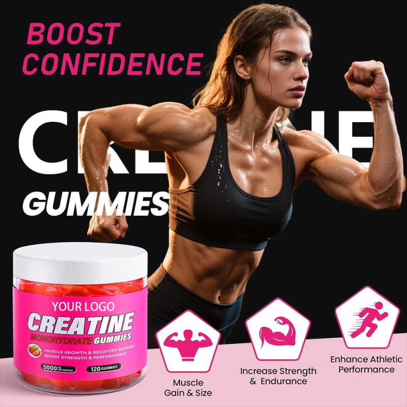 OEM/ODM Creatine Pre-Workout Gummies Manufacturer - Private Label Sugar-Free Creatine Monohydrate Chewable Gummies