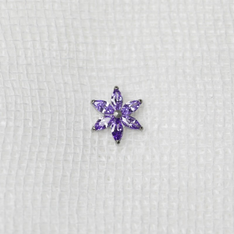 Titanium Earrings Supplier - Flower Zircon Internal Thread Labret