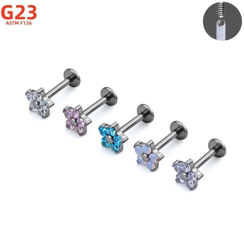 Titanium Body Jewelry Factory - Flower Internally Threaded CZ