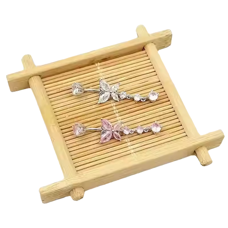 Silver Belly Ring Supplier - Horse-eye Butterfly Zircon Stud