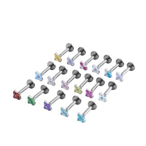 Titanium Jewelry Manufacturer - Colorful Zircon Round Lip Nail