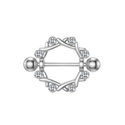 Nipple Piercing Jewelry Supplier - Zircon Shield Flower Charming