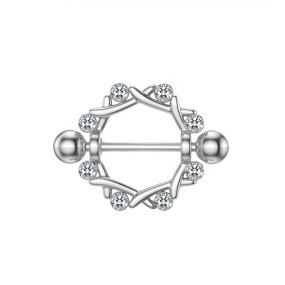 Nipple Piercing Jewelry Supplier - Zircon Shield Flower Charming