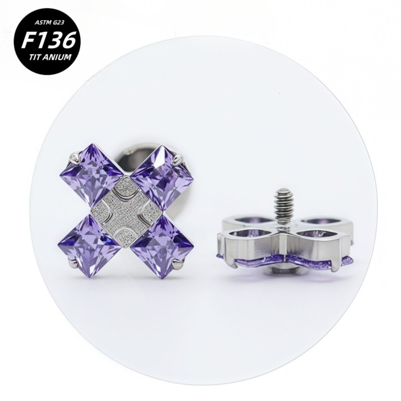 Titanium Piercing Jewelry Factory - 16G Cross CZ Internal Thread