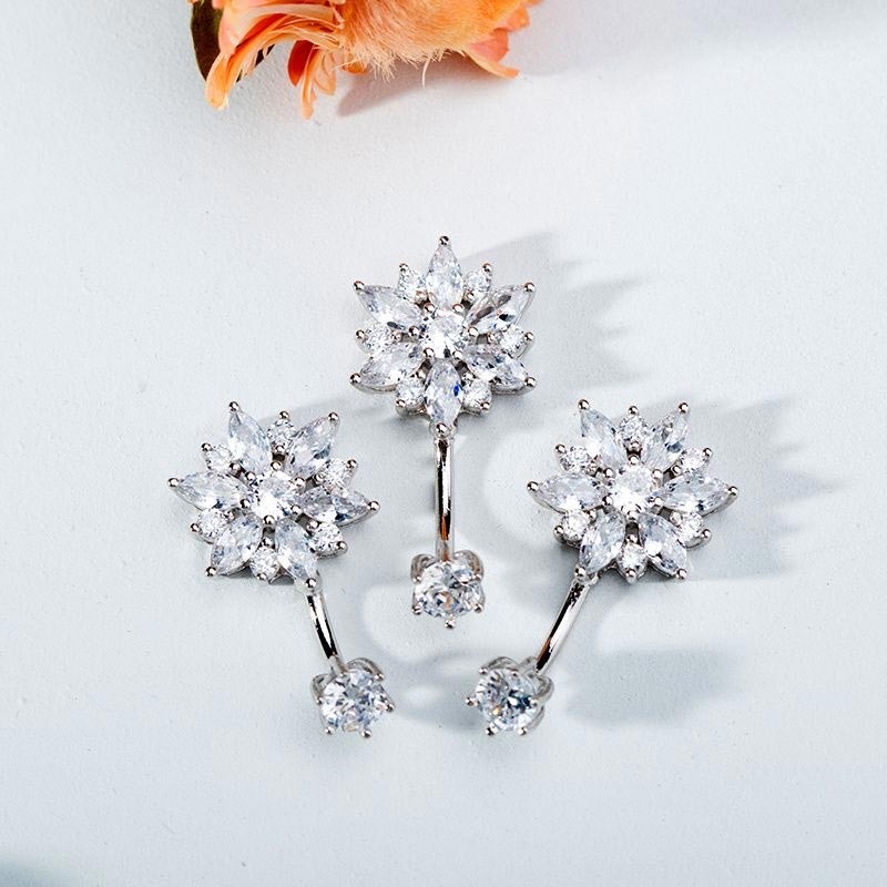 Silver Belly Ring Factory - Zircon Flower Stud Human Body