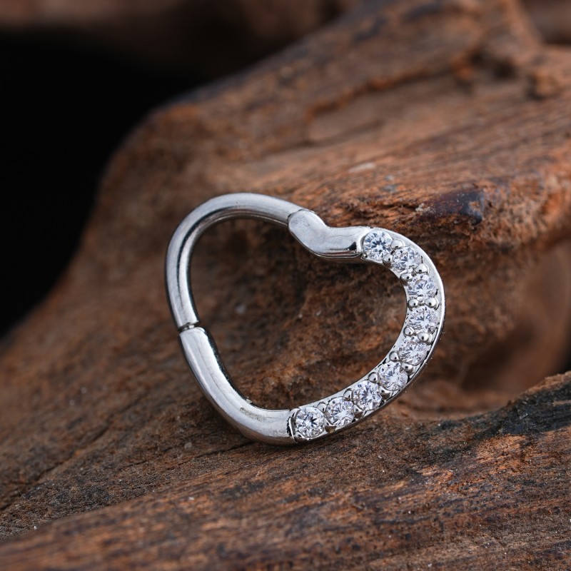 Nose Ring Factory - Light Luxury Heart-shaped Closed Ring