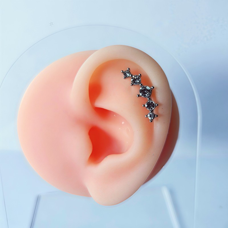 Party Earrings Supplier - Copper Inset Zircon Leaves Design