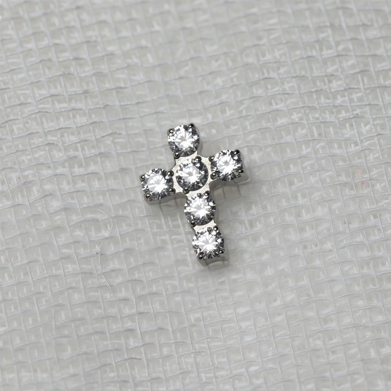 Titanium Stud Earrings Manufacturer - 16G Implant Grade Cross CZ