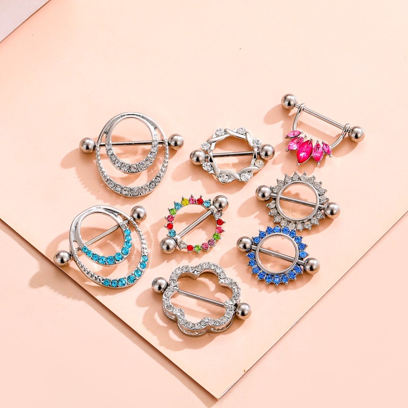 Nipple Piercing Jewelry Supplier - Zircon Shield Flower Charming