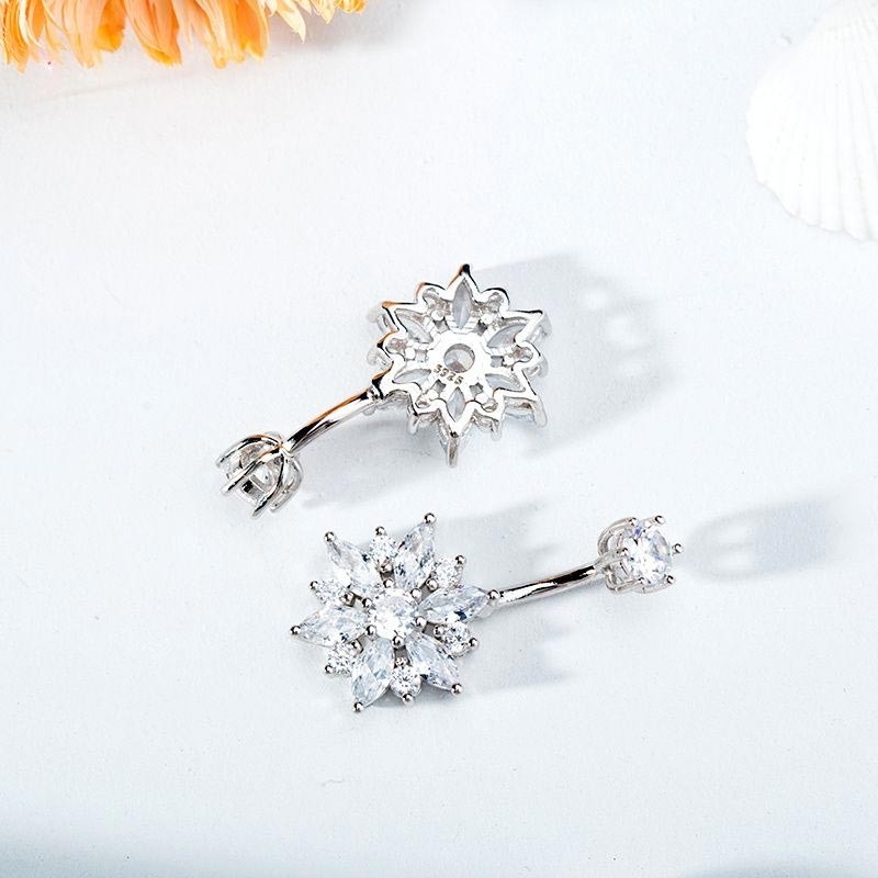 Silver Belly Ring Factory - Zircon Flower Stud Human Body