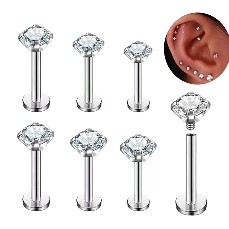 Piercing Jewelry Factory - CZ Zircon Lip Ring Fashion Pin Stud