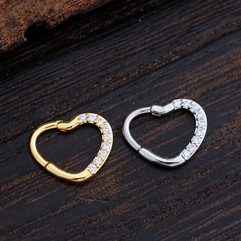 Nose Ring Factory - Light Luxury Heart-shaped Closed Ring