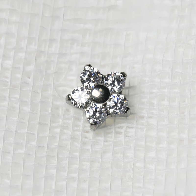 Titanium Body Jewelry Factory - Flower Internally Threaded CZ
