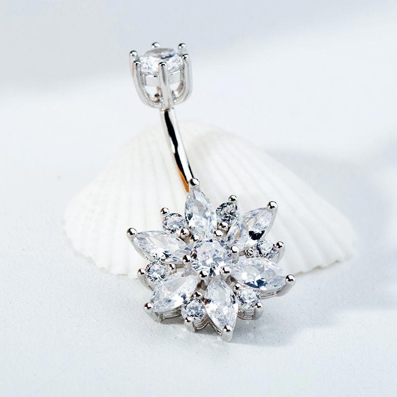 Silver Belly Ring Factory - Zircon Flower Stud Human Body