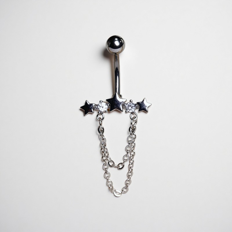 Star-shaped Ring Manufacturer - Crystal Chain Detail Stainless