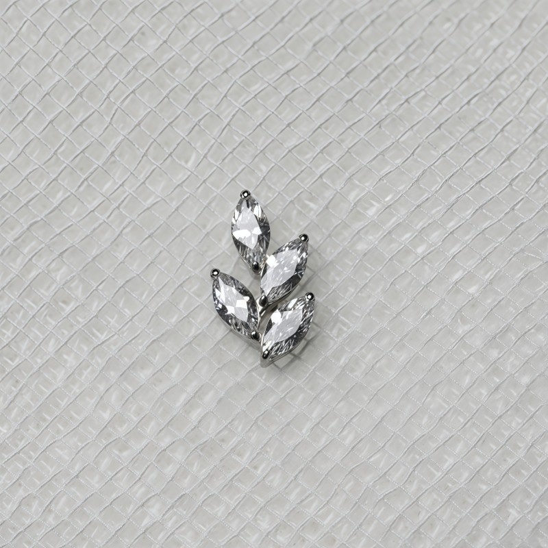 Titanium Piercing Factory - Leaf Shaped CZ Nose Stud Colorful