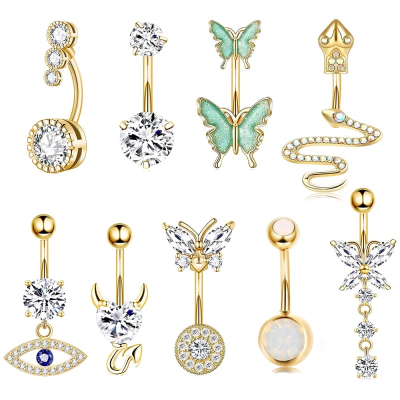 Butterfly Belly Rings Manufacturer - Colorful Glitter Paint Enamel