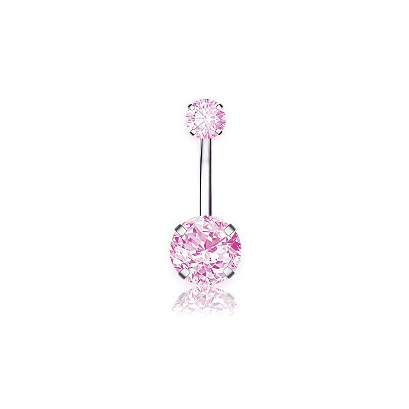 Belly Button Rings Supplier - Set 5 Pink Zircon Inlay Heart