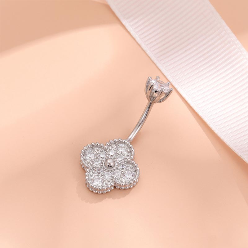Sterling Silver Ring Supplier - Four-leaf Clover 6-prong Zircon