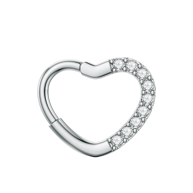 Nose Ring Factory - Light Luxury Heart-shaped Closed Ring