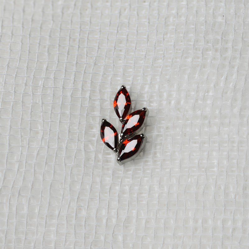 Titanium Piercing Factory - Leaf Shaped CZ Nose Stud Colorful