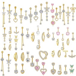 Golden Navel Set Supplier - Stainless Steel Flower Butterfly