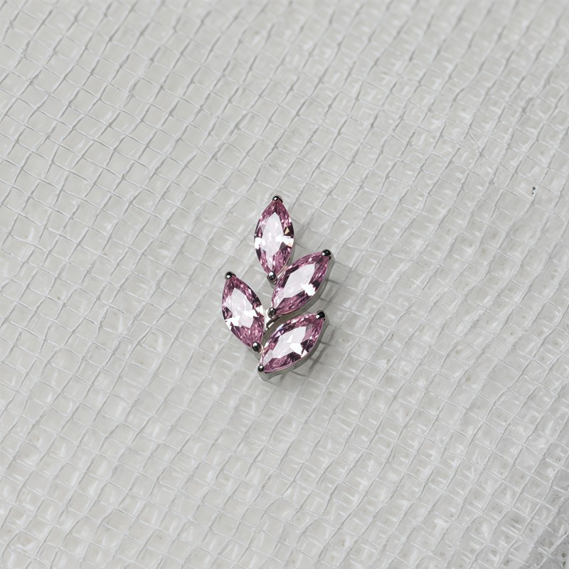 Titanium Piercing Factory - Leaf Shaped CZ Nose Stud Colorful