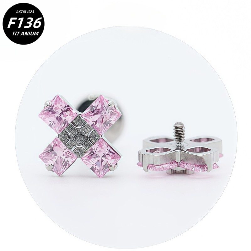 Titanium Piercing Jewelry Factory - 16G Cross CZ Internal Thread