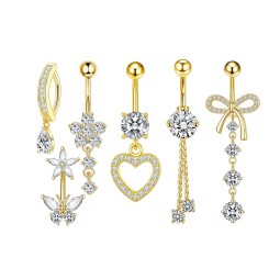 Rhinestone Set Manufacturer - Glam Gold Stainless Steel Flower