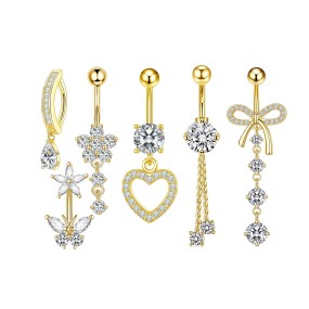 Rhinestone Set Manufacturer - Glam Gold Stainless Steel Flower